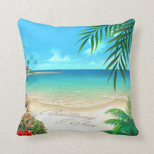 Almofada Exotic Beach Tropical pede-me para adicionar nomes