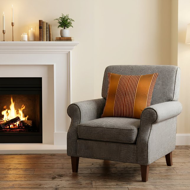 Almofada Exotic Faux Snake Leather & Linear Stripe Pumpkin  (The pillow is placed on an armchair)