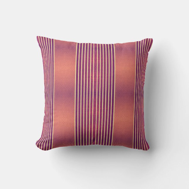 Almofada Exotic Faux Snake Leather & Linear Stripe Salmon (Frente)