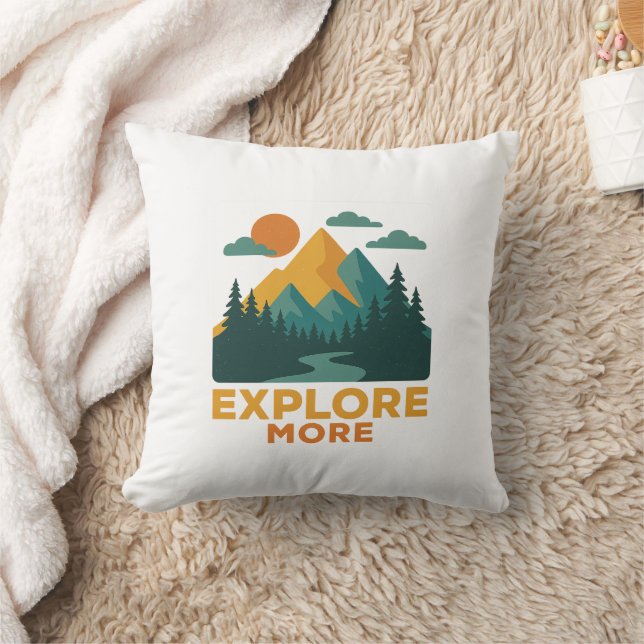 Almofada Explore mais - Retro Mountain & Forest Adventure (Cobertor)