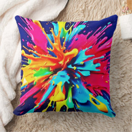 Almofada Explosão Abstrata de Cor e Tinta