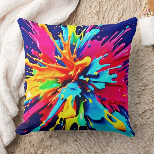 Almofada Explosão Abstrata de Cor e Tinta (Cobertor)
