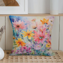 Explosão de Flores Silvestres Abstratas em Aquarel