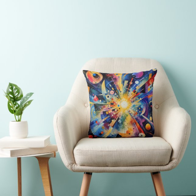 Almofada Explosão Geométrica Cósmica Abstrata (Cadeira)