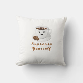Almofada Expresse-se – Camiseta de Café Sorridente e Divert