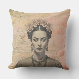 Almofada Exterior com Retrato Boho Frida Rústico