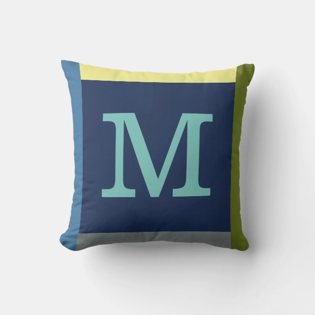 Almofada externa Monogram M com borda colorida (Frente)