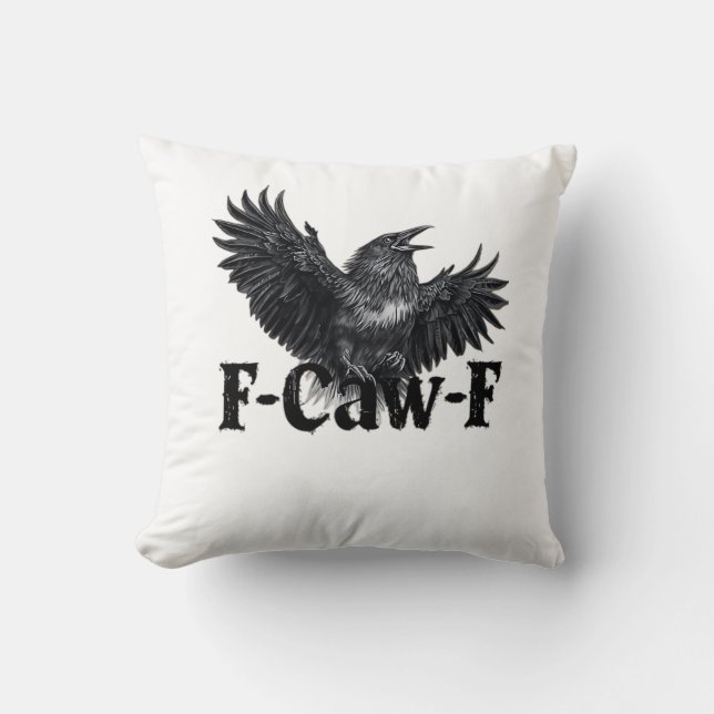 Almofada F-Caw-F Angry Raven Art Print Gothic Crow Illustra (Frente)