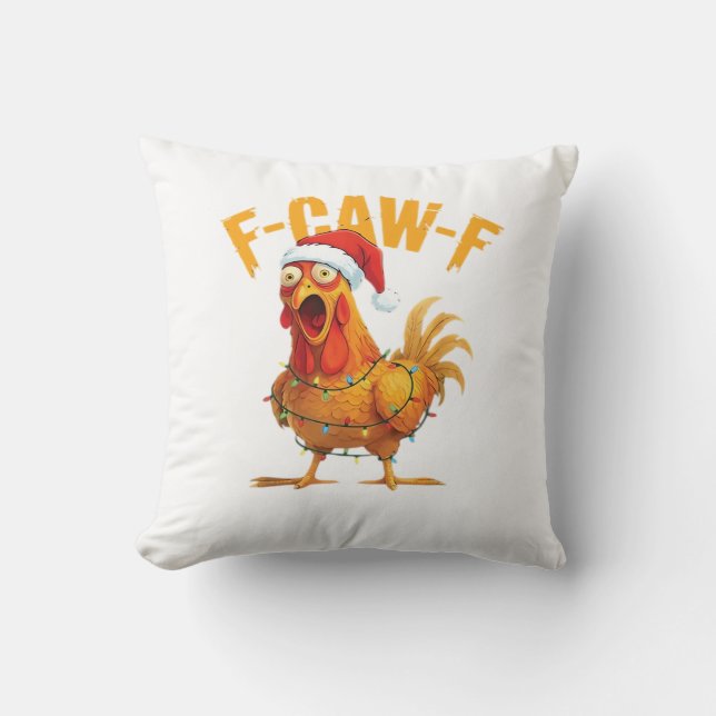 Almofada F-Caw-F Christmas Funny Chicken Christmas Essentia (Frente)