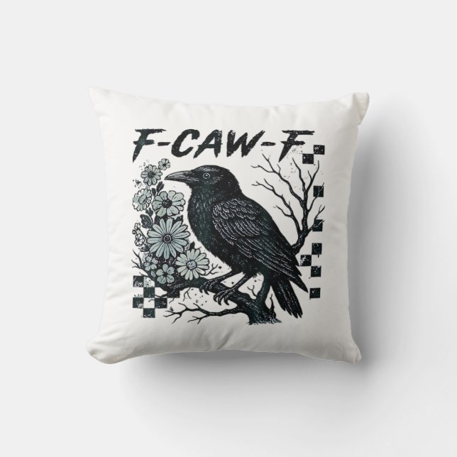 Almofada F-Caw-F Corvo Pássaro Retro Clássico (Frente)
