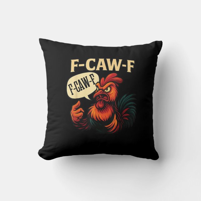 Almofada F Caw F Funny Angry Rooster Graphic Retro Style (Frente)