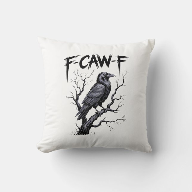 Almofada F-Caw-F Funny Raven Crow Spooky Season Halloween V (Frente)