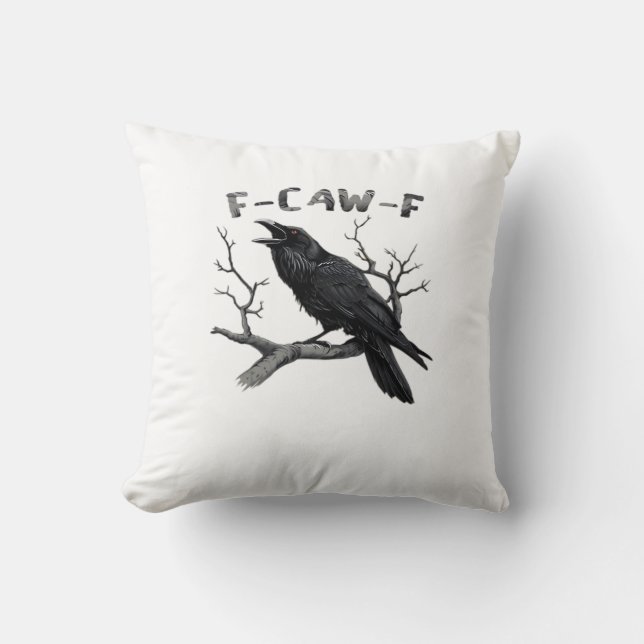 Almofada F-Caw-F Funny Raven Pun Gothic Crow Humor Aestheti (Frente)