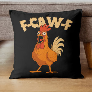 Almofada F-CAW-F! Funny Shocked Rooster Chicken