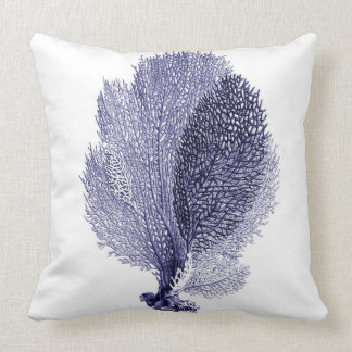 Almofada Fã de mar azul no travesseiro decorativo branco