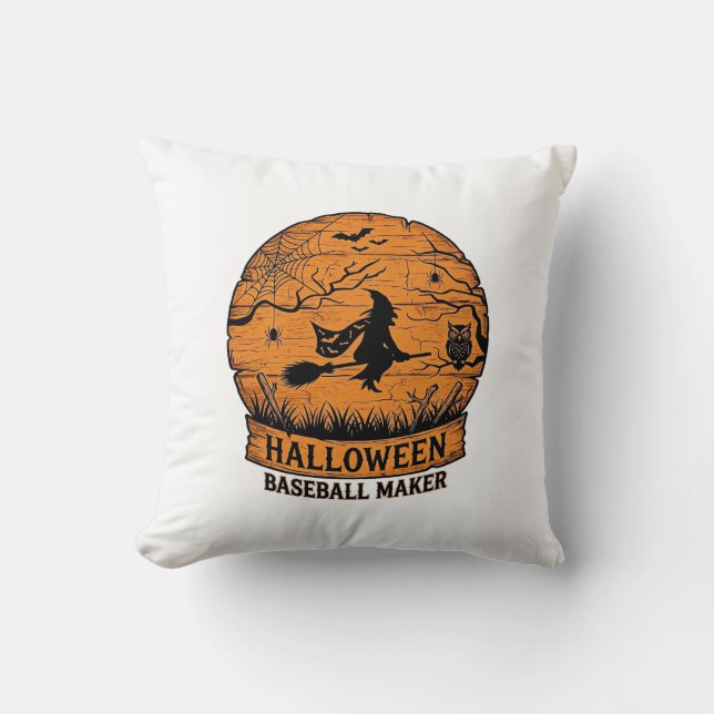 Almofada Fabricante de Basebol de Halloween Bruxa Voadora L (Frente)