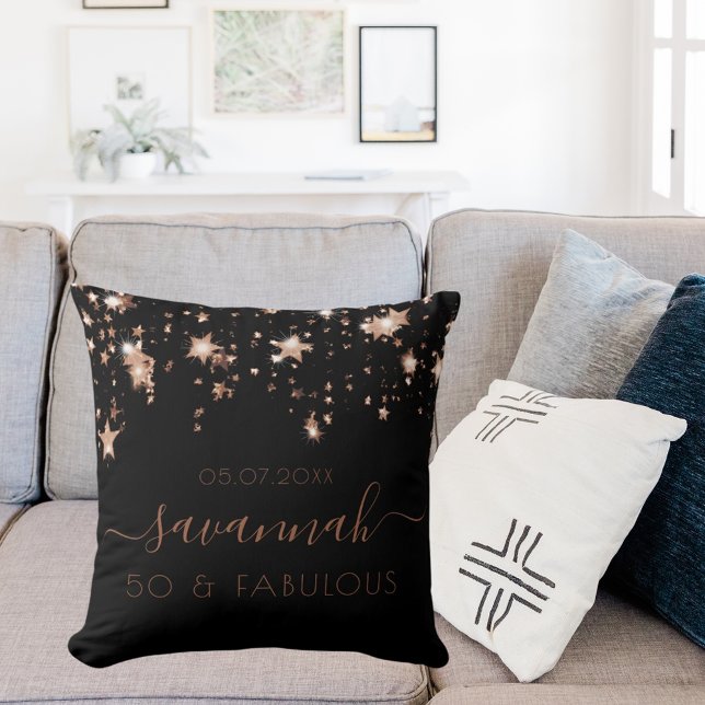 Almofada Fabuloso aniversariante de monograma preto (Criador carregado)