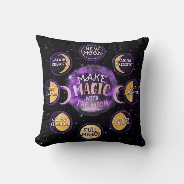 Almofada Faça Magia Com Os Ciclos Lunares Da Lua Fases (Frente)