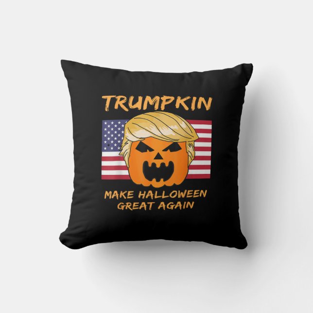 Almofada Faça o Excelente de Halloween de novo Trumpkin (Frente)