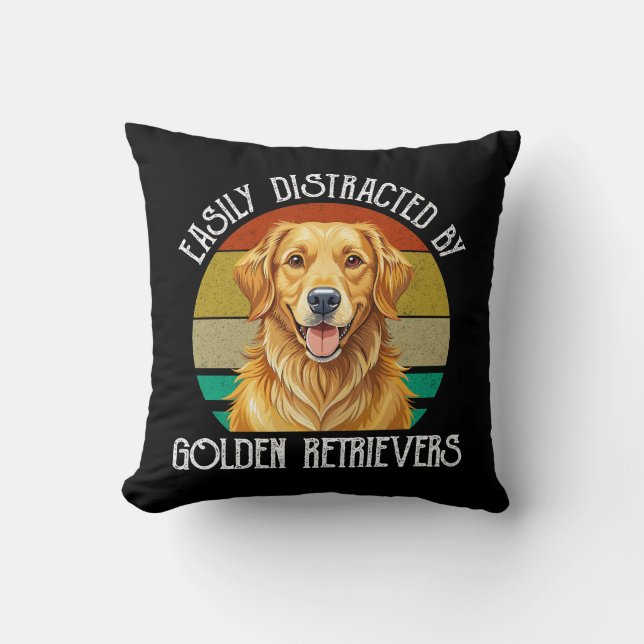 Almofada Facilmente Distraído Por Golden Retrievers (Frente)