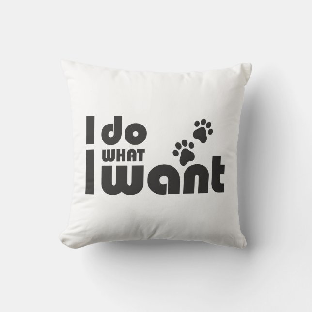 Almofada Faço o que quero, xixi de cão de gato engraçado (Frente)