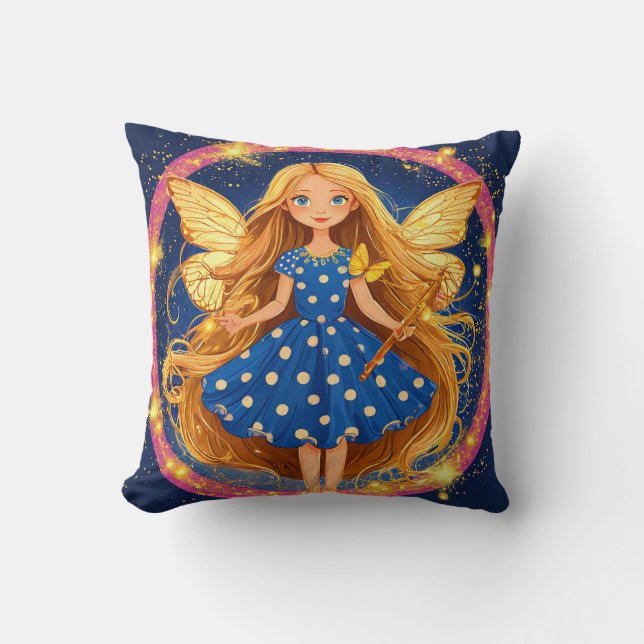 Almofada Fada com Varinha Decoração Brilho Fantasia Present (Frente)