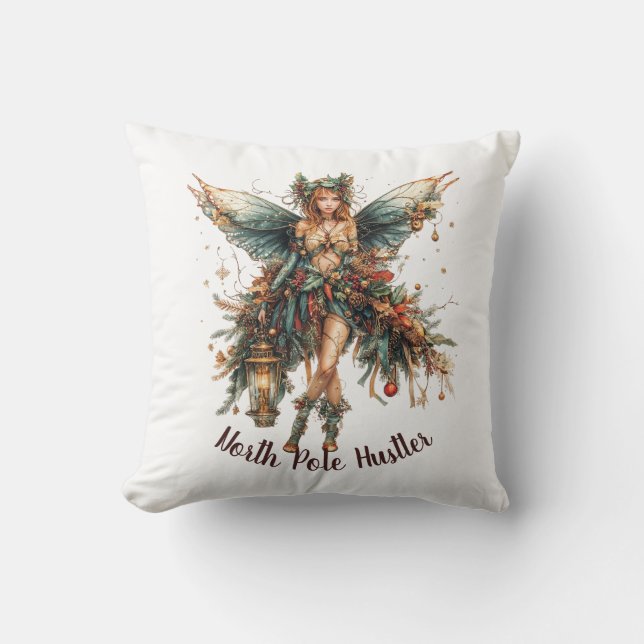 Almofada Fada de Natal adornada com feriado (Frente)