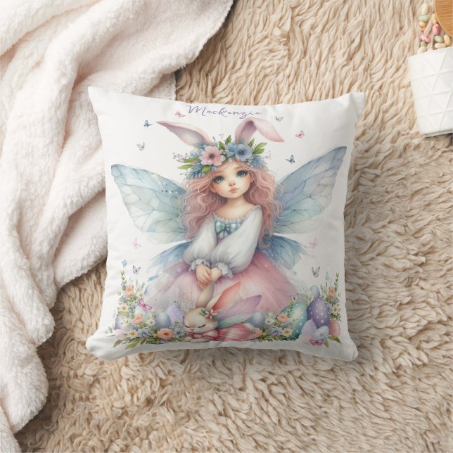 Almofada Fada de Primavera de Páscoa de de Aquarela (Cobertor)