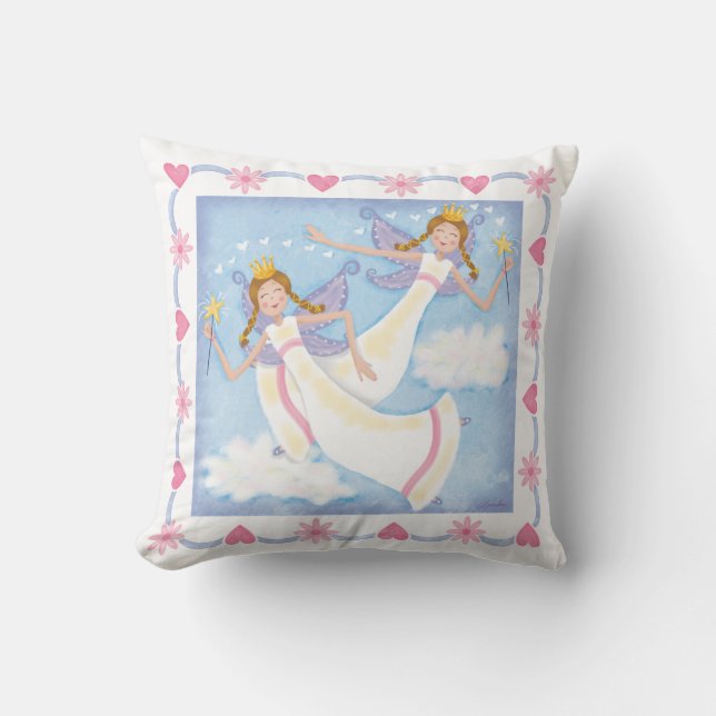 Almofada Fada Mágica de Aquarela Personalizada para Meninas (Frente)