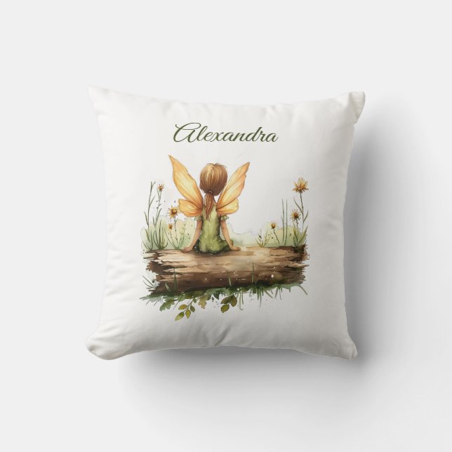 Almofada Fada solitário sentada em um diário (Frente)