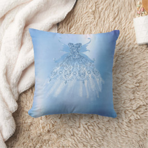 Almofada Fada Wing Ice Gown Sheen Iridescente Azul-Geado