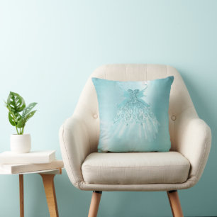 Almofada Fada Wing Mint Gown Luxe Pearl Green Aqua Sheen