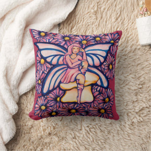 Almofada Fadas de Artes de Cogumelos Fadas, Rosa, Bonitas
