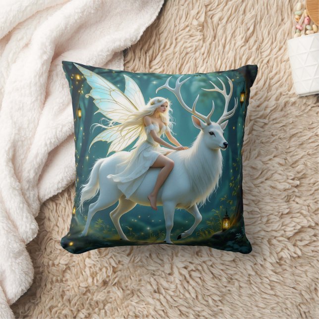 Almofada Fairy and White Deer Magical Forest (Cobertor)