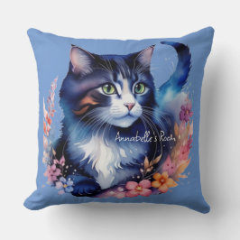 Almofada Fairytale Blue Watercolor Kitten