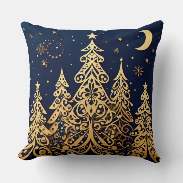 Almofada Fairytale Pines in Gold – Romantic Nights (Frente)
