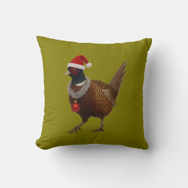 Almofada Faisão com aspecto festivo de Natal (Frente)