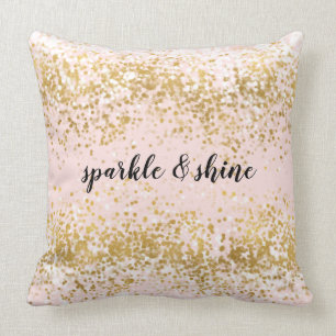 Almofada Faísca de Confetti Dourado, Cor-de-rosa-claro