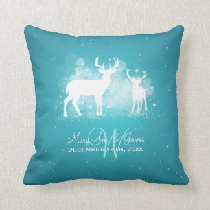 Almofada Faísca elegante Turquois dos cervos do inverno do