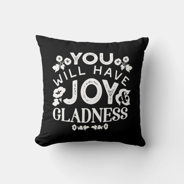 Almofada Faith and Happiness – Joy and Gladness Quotes (Frente)