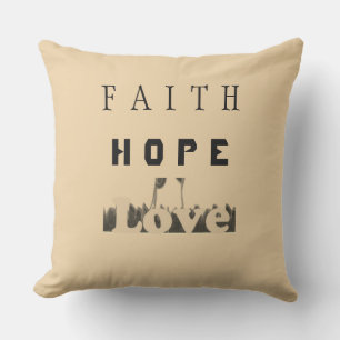Almofada Faith Hope Amor Design de texto Inspirador