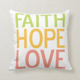 Almofada Faith Hope Amor Travesseiro Cristão Inspirador