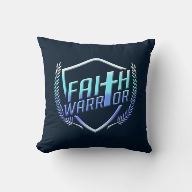 Almofada Faith Warrior Christian Blue Purple Ombre (Frente)