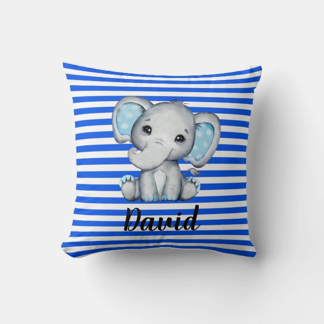 Almofada Faixa Azul com Elefante   (Frente)