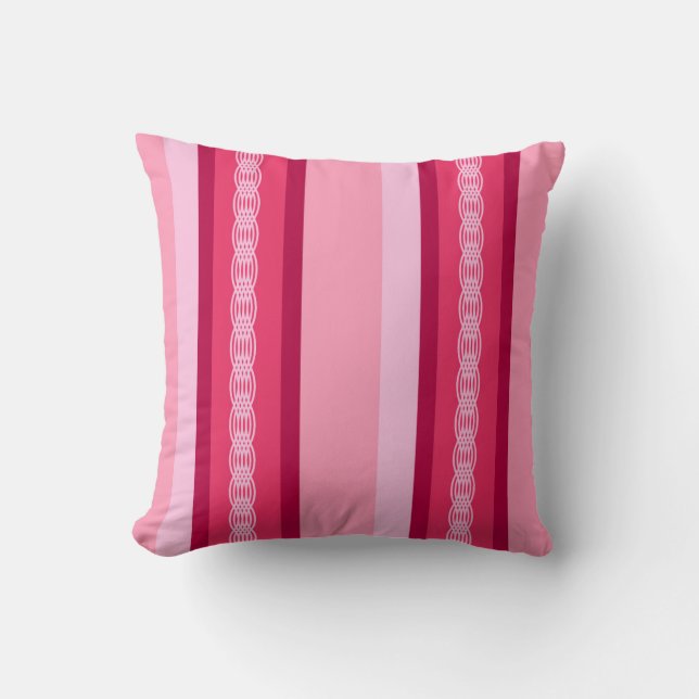 Almofada Faixa de atração do século médio - rosa e vinho (Frente)