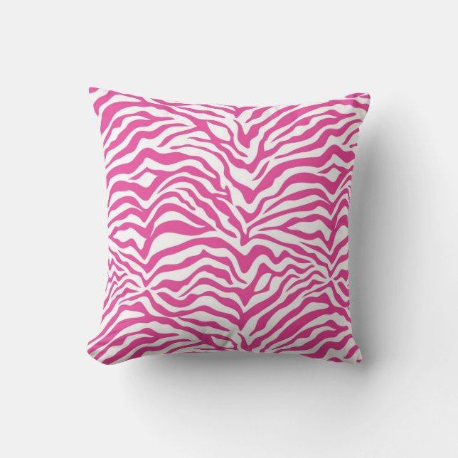 Almofada Faixa de Zebra Rosa Quente (Frente)