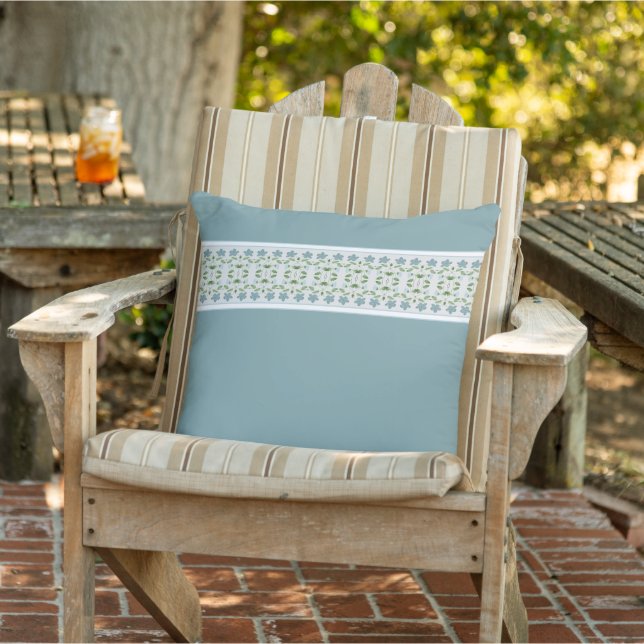Almofada Faixa Padrão Floral Azul (Cadeira)