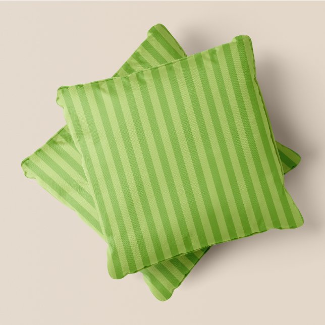 Almofada Faixa Verde e Escura Verde (Green & Dark Green Stripes Throw Pillow)