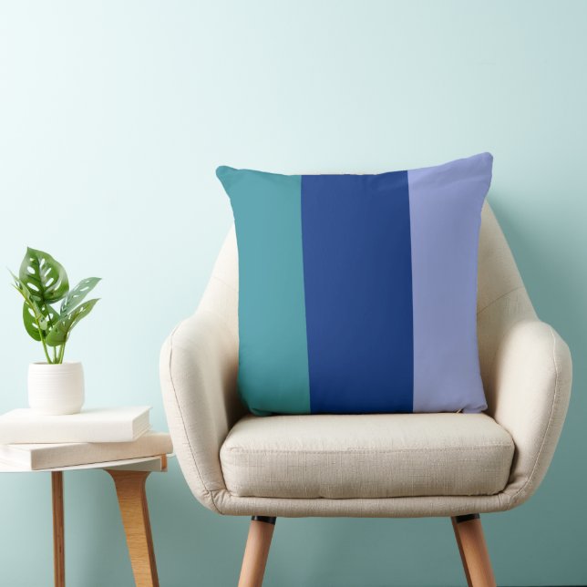 Almofada Faixas de Cor Três Tons de Azul (Cadeira)