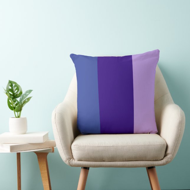 Almofada Faixas de Cor Três Tons de Azul Lilás (Cadeira)